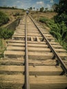 Railway tracks and train journey in typical african landscape