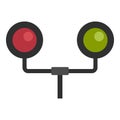 Railway traffic lights icon, flat style