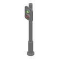 Railway traffic lights icon, isometric style