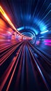 railway train blurred motion perspective, speed and dynamics of big city, urban traffic concept Royalty Free Stock Photo