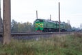Railway with train in Riga, Latvia. Freight train. 2017