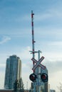 Railway train signal in downtown calgary Alberta Royalty Free Stock Photo