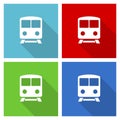 Railway, train, subway, transportation icon set, flat design vector illustration in eps 10 for webdesign and mobile applications Royalty Free Stock Photo