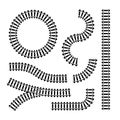 Railway train track vector route. Rail pattern round circular curve railroad path icon Royalty Free Stock Photo