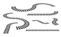 Railway train track vector route. Rail pattern round circular curve railroad path icon