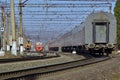 Railway trains at the station of the Trans-Siberian Railway Royalty Free Stock Photo