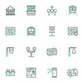 Railway travel filled outline icons set Royalty Free Stock Photo