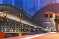 Railway travelers waiting for their train at Frankfurt central railway station