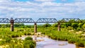 Railway Truss Bridge over the Sabie River at Skukuza Rest Camp in Kruger National Park Royalty Free Stock Photo