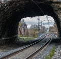 Railway tunnel going through a mountain