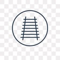 Railway vector icon isolated on transparent background, linear R