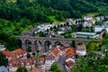 Railway viaduct in Hornberg surrounded by Black forest, Germany