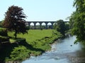 Railway viaduct over the Calder in Whalley Lancashire UK