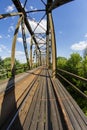 Railway viaduct in the UWA wide-angle lens on a sunny day. Summer