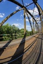 Railway viaduct in the UWA wide-angle lens on a sunny day. Summer