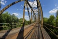 Railway viaduct in the UWA wide-angle lens on a sunny day. Summer