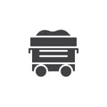 Railway wagon with coal vector icon