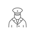 Railway worker, train conductor, subway line icon.