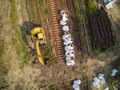 Railway works during railroad modernisation in Poland.