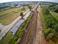 Railway works during railroad modernisation in small village in Poland.