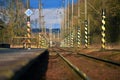 Railway yard with poles