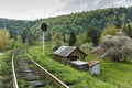 Railway in Yaremche in Carpathians region, Ukraine