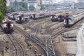 railways junction of bangkok trains station scene