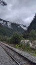 Railways in mountains and sky Royalty Free Stock Photo