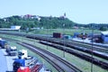 Railways in the river port in Melnik, Czech Republic