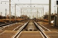 Railways with traffic lights at the station