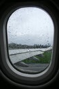 Rain on aeroplane window