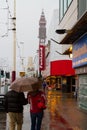 Rain along Blackpool Promenade, Lancashire, England, UK.