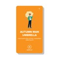 rain autumn man umbrella vector