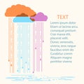 Rain background.Vector illustration with stylish flat clouds