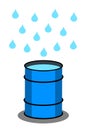 Rain barrel for rainwater harvesting during rain Royalty Free Stock Photo