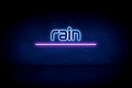 Rain - blue neon announcement signboard