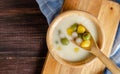 Rain bow thai glutinous rice dumpling in coconut milk Royalty Free Stock Photo