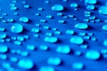 Rain burbles on blue