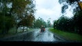 Rain on bus front window Royalty Free Stock Photo