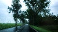 Rain on bus front window Royalty Free Stock Photo