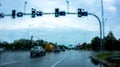 Rain on bus front window Royalty Free Stock Photo