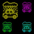 Rain car carwash cloud neon color set icon. Simple thin line, outline vector of car wash icons for ui and ux, website or mobile Royalty Free Stock Photo