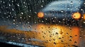 Rain on car front window. Generative Ai Royalty Free Stock Photo