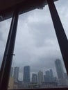 Rain in the city with Liabimage. Window, rain,cloud,winter,strorm