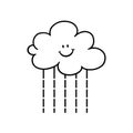 Cute rain cloud black and white cartoon character