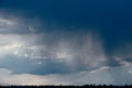 Rain cloud, close-up, rainstorm against the background of the summer sky. Texture. The rain comes from the cloud. Royalty Free Stock Photo