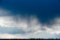 Rain cloud, close-up, rainstorm against the background of the summer sky. Texture. The rain comes from the cloud. Royalty Free Stock Photo