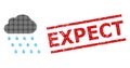 Grunge Expect Seal and Halftone Dotted Rain Cloud Royalty Free Stock Photo