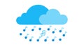 Rain Cloud with Music Notes Weather Melody Vector, vector design Generative AI Royalty Free Stock Photo