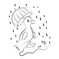 Rain cloud with raindrops line art design